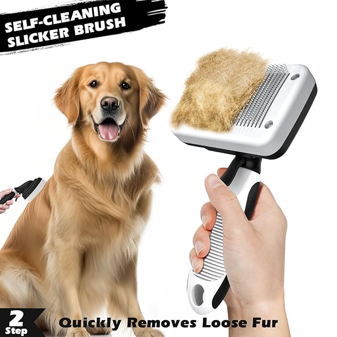 6 in 1 Pet Grooming Kit I Dog&Cat Comb I Dog/Cat Brush for Shedding I Deshedding Dog Brush I Dog/Cat Nail Clipper with Nail File I Pet Bath Brush I Premium Pet Supplies (Black White)