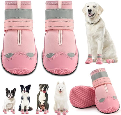 Dog Shoes for Small Dogs, Dog Boots & Paw Protectors for Hardwood Floors, Outdoor Dog Booties for Hot Pavement Winter Snow Hiking, Waterproof Dog Shoes with Reflective Strips Size 2