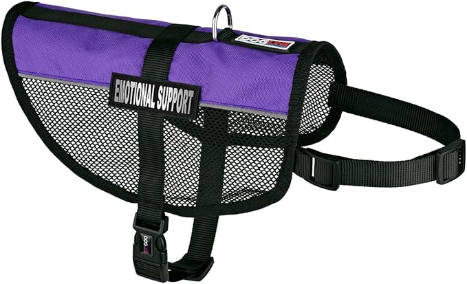 Dogline MaxAire Multi-Purpose Mesh Vest for Dogs and 2 Removable Emotional Support Patches, 30 to 38", Purple