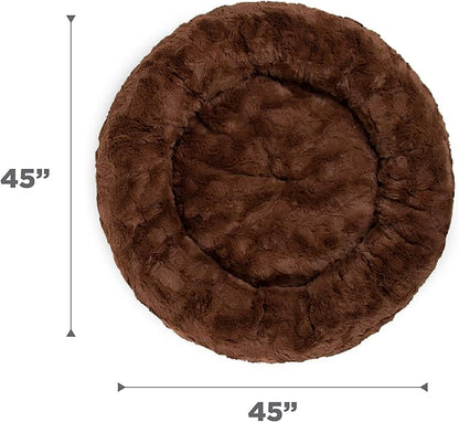 Best Friends by Sheri Original Calming Donut Dog and Cat Bed, Lux Faux Fur, Dark Brown, XL (45in x 45in) - Anxiety Relief for Pets Up to 150 lbs
