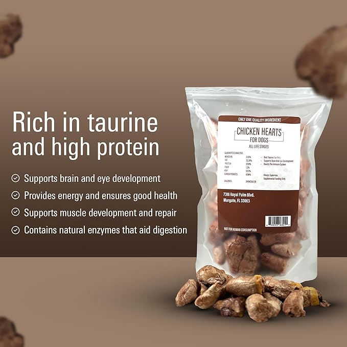 Freeze Dried Dog Treats  Single Ingredient Chicken Heart Dog Treat for Dogs & Cats