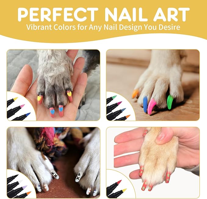 7 Colors Dog Nail Polish Pens Quick Dry,Dog Safe Nail Polish,Easy to Apply,Nail Polish Pens for Dogs Non Toxic,Dog Safe Paint for Paws,DIY Dogs Puppy Nails
