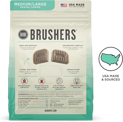 BIXBI Natural Dog Dental Care Chews Oral Health Dog Treats, for Medium/Large Size Dogs, 15 Treat Pack