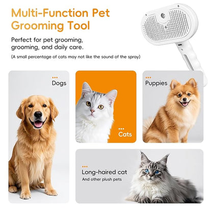 3 in 1 Steam Brush for Dogs and Cats,Pet Spray Hair Removal Comb for Shedding and Grooming Supplies,Spritz Defur Comb for Dogs and Cats,Water Brush for Indoor Cats and Dog.