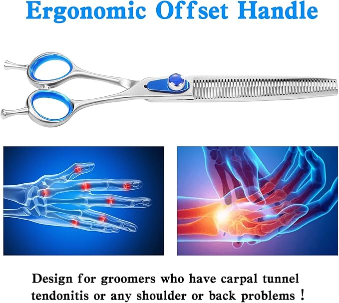 8'' Thinning Shears for Dogs Professional Dog Thinning Shears for Grooming, Japan 440C Stainless Steel Shears,Sharp, Fluffy Heavy Duty Blending Scissor for Pets