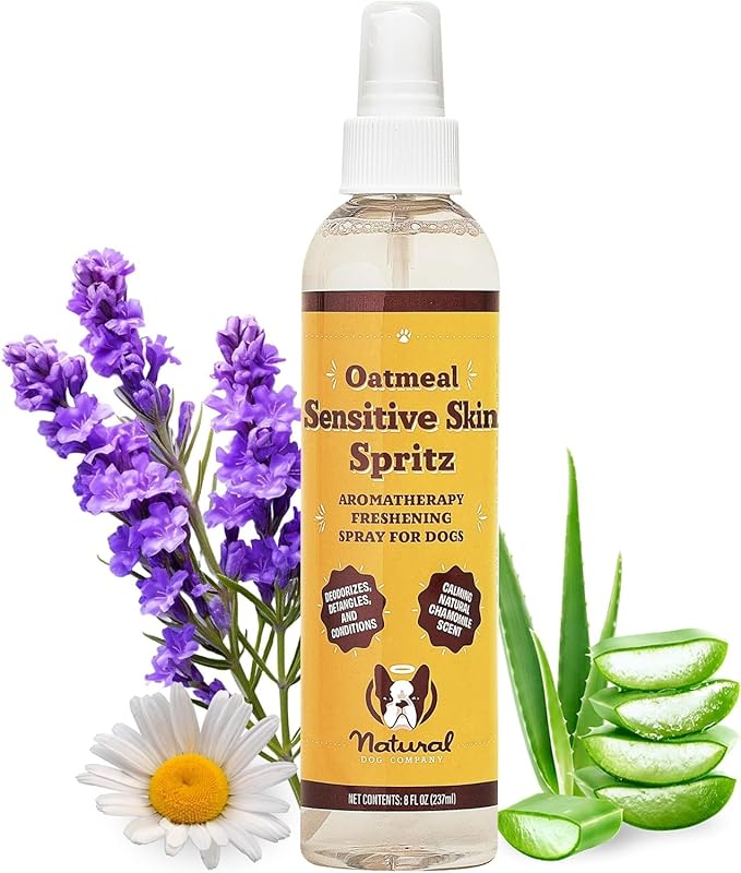 Natural Dog Company Sensitive Skin Dog Deodorizing Spray: Ideal for Sensitive Skin Dog Shampoo, Long Lasting Perfume, Dog Spray Deodorizer, Neutral Scented with hints of Lavender, 8 oz