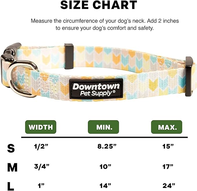 Downtown Pet Supply - Best, Cute & Fancy Dog Collar - Lightweight Adjustable Dog Collar with Quick Buckle & D-Ring - Hand Wash Safe - Chevron - S - Small Dog Collar