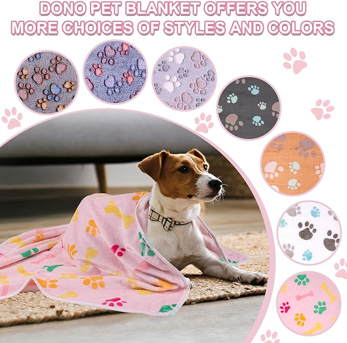 Dono 1 Pack 3 Dog Blankets, Soft Fluffy Fleece Pet Blanket Warm Sleep Mat Paw Print Design Puppy Kitten Throw Blanket Doggy Mat, Blanket for Dogs