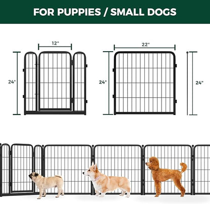 FXW Homeplus Dog Playpen for Indoor Use - Stress-Free and Safe Play, Heavy Duty 24 Inch 16 Panels Dog Pen for Puppies and Small Dogs, Black_atented