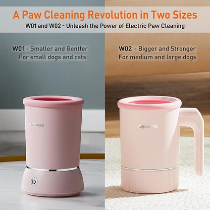 DOGNESS Automatic Dog Paw Cleaner, Rechargeable Paw Washer for Dogs Portable Electric Paw Cleaner Cup for Medium to Large Dogs (Pink)