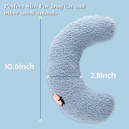 T'CHAQUE Dog Pillow Bed, Cat Calming Pillow, Dog Neck Pillow for Joint Relief Sleeping, Ultra Soft Half Donut Cuddler, Pillow Pet for Upper Spine Support, Doggy/Kitten Pillow Training Toy, Blue