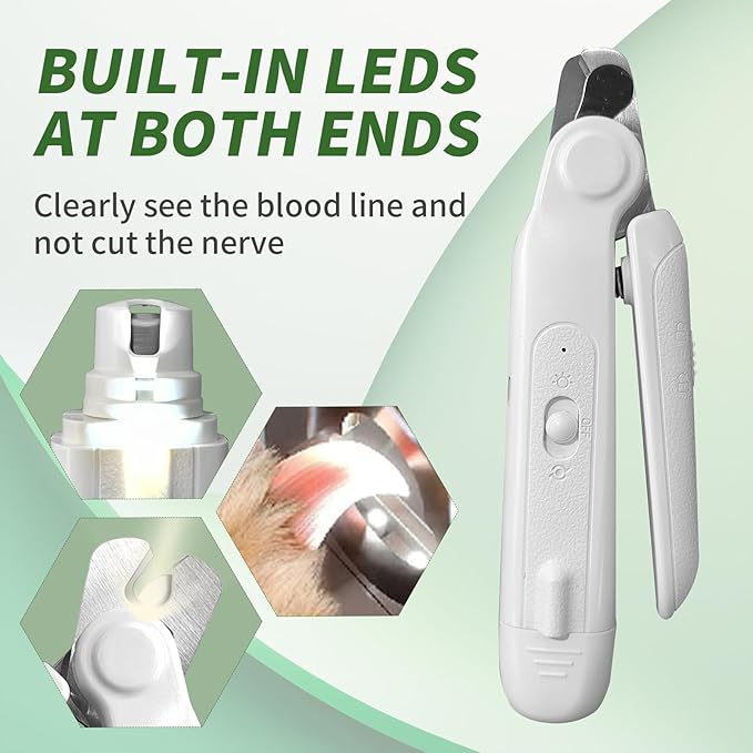 Dog Nail Clippers & Grinder 2 in 1,Electric Pet Nail Trimmer with 2 LED Light,Quiet Sharp Electric Nail Grinder Rechargeable for Large,Medium,Small Dogs & Cats