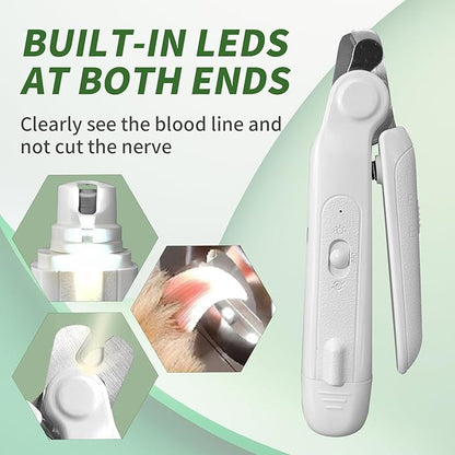 Dog Nail Clippers & Grinder 2 in 1,Electric Pet Nail Trimmer with 2 LED Light,Quiet Sharp Electric Nail Grinder Rechargeable for Large,Medium,Small Dogs & Cats
