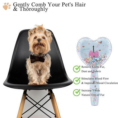 Small Dog Brush, Soft Dog Grooming Brush for Shih Tzus, Yorkies, Maltipoos, Maltese, Love Shape Puppy Massaging Pet Hair Brush, Cat Brush, for Small Dogs Cats of All Hair Types(Sky Blue)