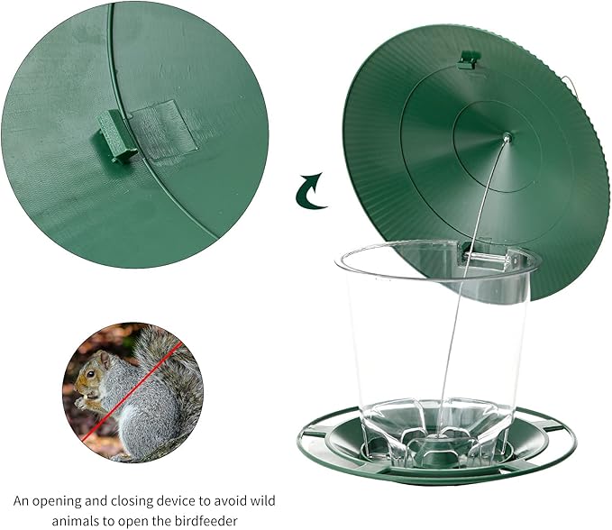Bird Feeder Outdoor Hanging for Wild Bird Seed, Green