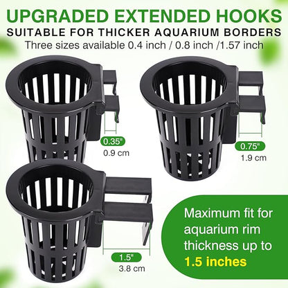 2025 New Upgraded Large Aquarium Plant Holder with 1.57-inch Extension Hooks and Suction Cups for Fish Tank Aquaponic Plant Cultivation and Aquascape Accessories Decorations (4 PCS)