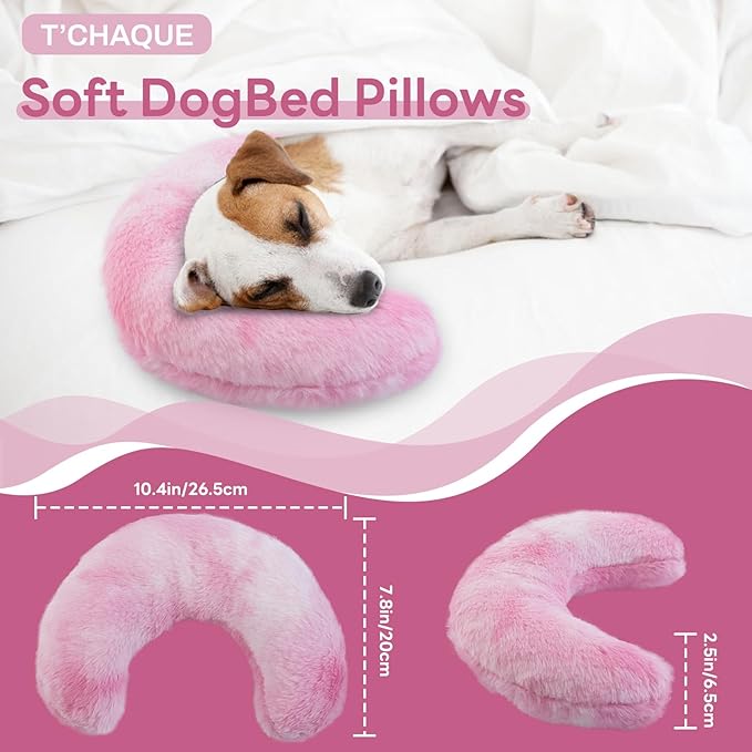 T'CHAQUE Dog Pillow Dog Calming Pillow for Small Dogs Anxiety Relief Comfort Dog Neck Pillow Bed Soft Cat Pillow for Indoor Cats Half Donut Cuddler U-Shaped Pillow Pet Sleeping Improve Calming Toy