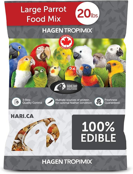 Tropimix Bird Food, Large Parrot Food with Seeds, Fruit, Nuts, Vegetables, Grains, and Legumes, Enrichment Food, 20 lb Bag