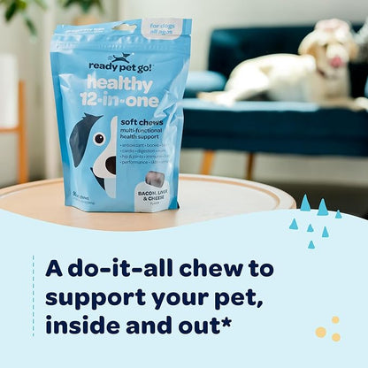 12-in-1 Complete Multivitamin for Dogs | Dog Multivitamin Chewable with Glucosamine Chondroitin & Digestive Probiotics for Dogs of All Ages and Sizes | NASC Certified & Made in The USA | 90 Chews