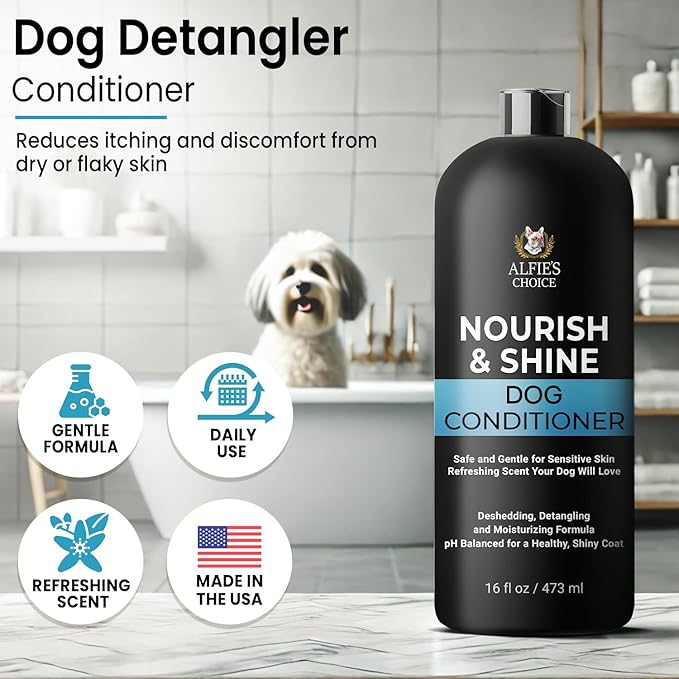 Dog Conditioner for Itchy Skin & Detangling  Calming & Moisturizing Formula with Lavender, Rosemary & Vitamin E  Softens Coat & Eases Brushing  Hypoallergenic  16 fl oz