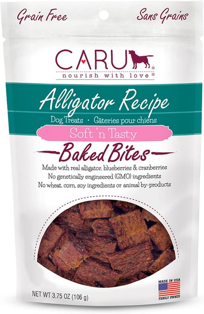 CARU - Soft 'n Tasty Baked Bites - Alligator Bites Dog Treats - Flavorful Training Treats - 3.75 oz