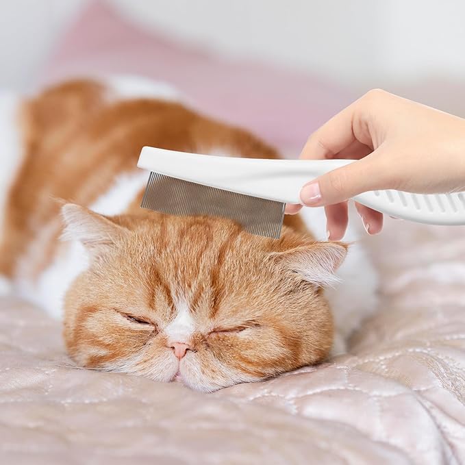 2 Pcs Dog Hair Comb Pet Grooming Combs for Flea and Tear Stain Removal Multifunctional Stainless Steel Comb Dematting Tool for Dogs and Cats Body