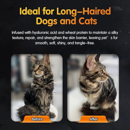 OPAWZ 02 LuxSilk Dog Shampoo, 2- in-1 Dog Shampoo and Conditioner, Reduces Shedding, Dematting, Deshedding, Removes Undercoat, for Long Haired, Silky Coat Dogs and Cats, 16.9 fl.oz/ 500ml