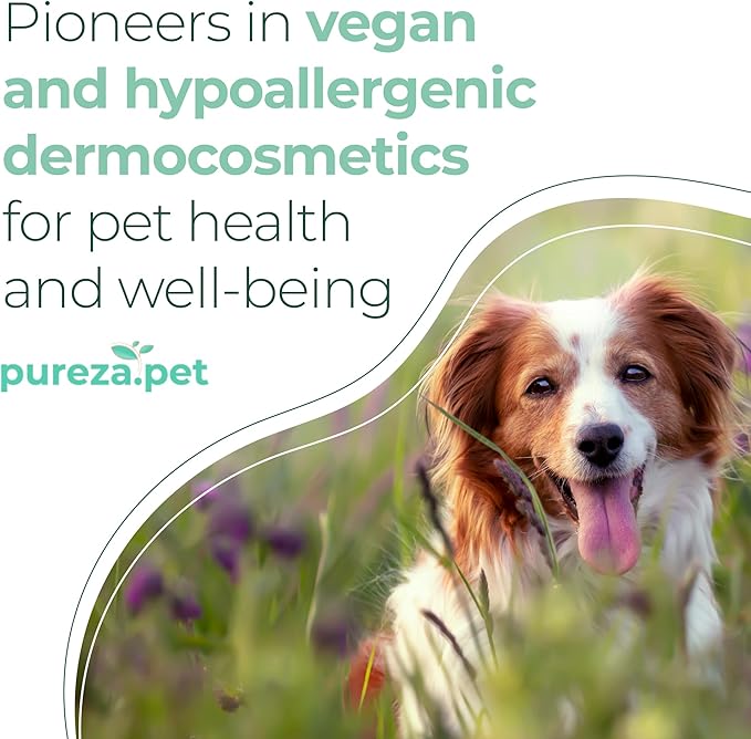 Hypoallergenic Professional Shampoo for Sensitive Skin for Pets - Fur Cleanse & Nourishment, All Ages Pet Grooming Products, Horse, Cat Dog Bath Supplies - VEGAN, Paraben-Free - 33.8fl oz - PUREZA PET