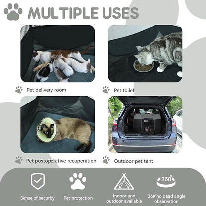 Dog Cat Playpen Indoor Outdoor for Puppy Pet Cat Travel, Dog Enclosure Tent Crates Cage for Recovery After Surgery, Portable Pop Up Dog Kennel with Carrying Case (Dark Grey, Large)