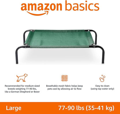Amazon Basics Cooling Elevated Pet Bed, Large (51 x 31 x 8 Inches), Green