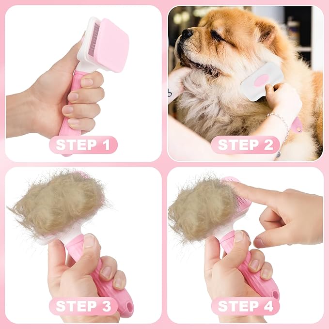 Dogs & Cats Brush for Shedding, Skin Friendly Pet Grooming Brush, Self Cleaning Slicker Brush for Long or Short Haired Cats and Dogs, Deshedding Dog Brush for Remove Loose Fur and Undercoat