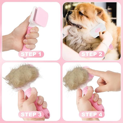 Dogs & Cats Brush for Shedding, Skin Friendly Pet Grooming Brush, Self Cleaning Slicker Brush for Long or Short Haired Cats and Dogs, Deshedding Dog Brush for Remove Loose Fur and Undercoat