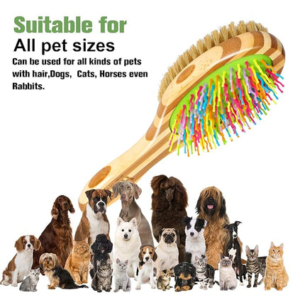 MAXIMILIAN Dog Brush in Mint Green for Dog Grooming and Detangling, Easy to Hold Ergonomic Handle, Soft Plastic Teeth and Bristle Brush, Best Pet Brush for Curly-haired Dogs, Eco Friendly