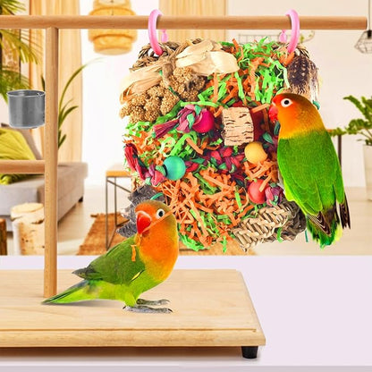 KATUMO Bird Toys, Parakeet Grass Mat Foraging Toy Parrot Shredding Hanging for Cockatiel Lovebird Parakeet Budgie Small-Medium Birds