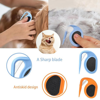 2Pcs Knotting Comb for Cats & Dogs, Pet Hair Removal Tool, Cat & Dog Grooming Comb, Knot Remover, Blue & Orange