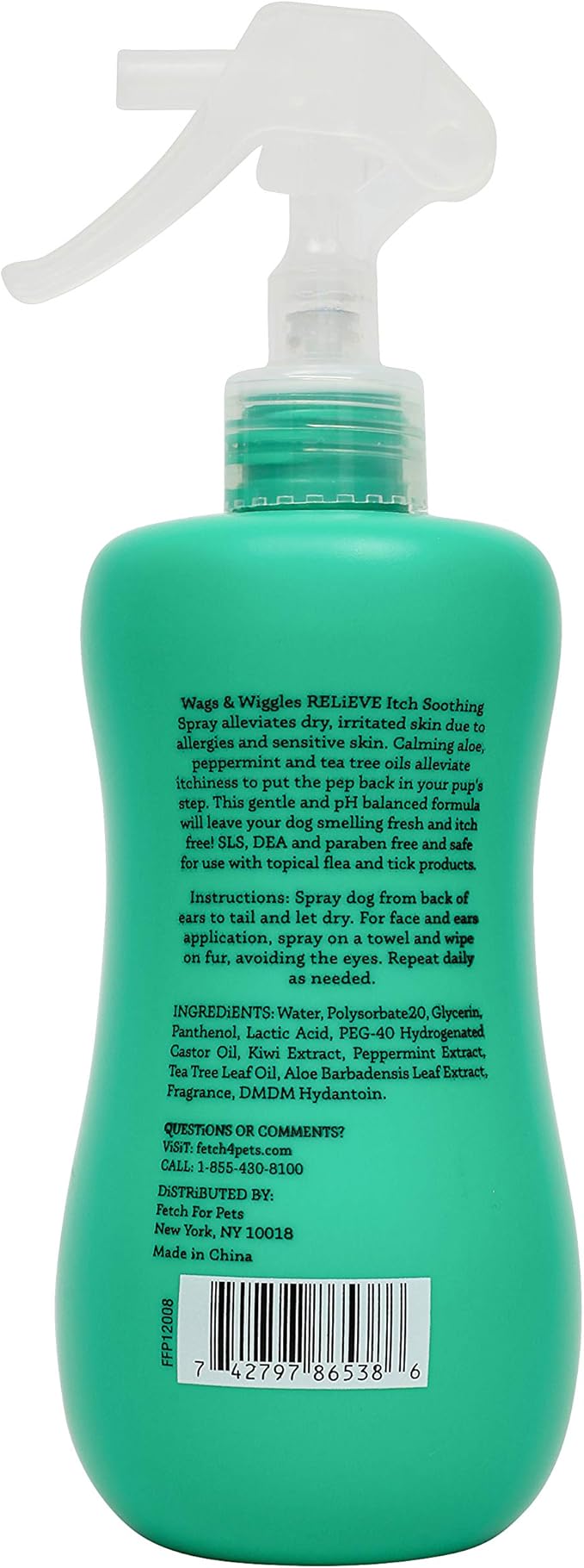 Wags & Wiggles Relieve Anti-Itch Spray for Dogs | Waterless Dry Shampoo for Dogs with Dry, Itchy, Or Sensitive Skin | Kiwi Scent Your Dog Will Love, Anti-Itch Spray - Kiwi, 12 Ounces - 4 Pack