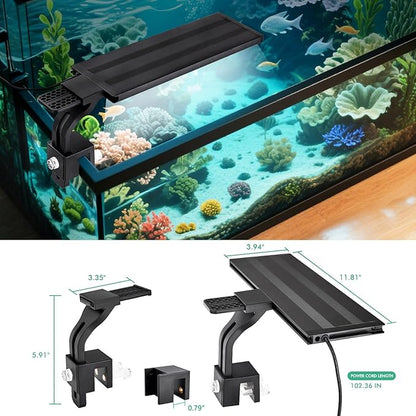 18W 24/7 LED Aquarium Light with Auto On/Off – 8 Color Modes, Full Spectrum, Simulates Sunrise & Sunset, Adjustable Brightness, Clip-On Mount Fits up to 0.75in Glass for 12–24in Fish Tanks