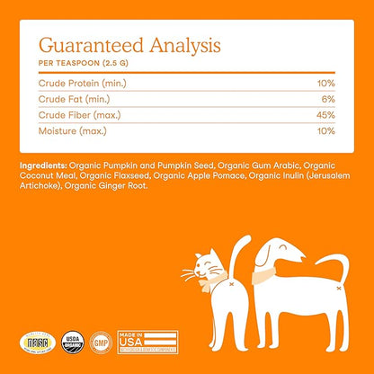Fera Pets Cat & Dog Pumpkin Plus - Fiber Supplement - USDA Organic - Supports Gut & Digestive Health - Promotes Regularity - 7 Sources of Fiber - 90 Scoops