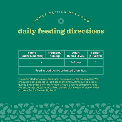 Oxbow Organic Bounty Guinea Pig Food, Adult Guinea Pig, Made with Oxbow Timothy Hay, USDA Organic Pet Food Pellets with Vitamin C, Small Animal Pet Products, Made in USA, High Fiber, 3 lb. bag