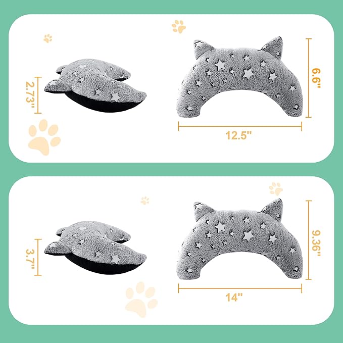 HOMBYS Chewproof Dog Pillow Glow in The Dark Dog Claming Pillow for Dog Anxiety Reduce, Suitable for Both Crazy Tearers & Tame Dogs, Furry Surface Soft & Comfortable Dog Neck Pillow Improve Sleeping