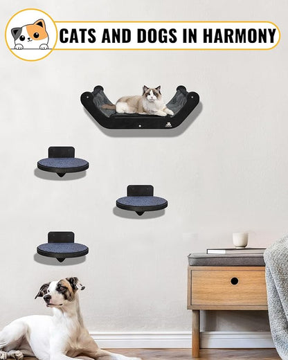 3 Large Steps & perches, Cat Climber Furniture for Indoor Cats, Modern Climbing Gym Jungle Design, Mount Scratcher - Decor Furniture, Easy Installation