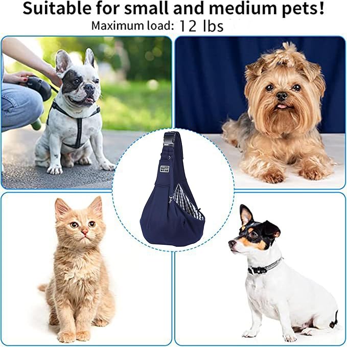 Dog Slings for Small Dogs,Adjustable Puppy Cat Sling Mesh Hands Free Chest Bag Escape Proof for Small Pet 10lbs Daily Walk,Outdoor Activity (Blue)