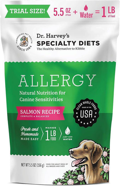 Dr. Harvey's Specialty Diet Allergy Salmon Recipe, Human Grade Dog Food for Dogs with Sensitivities and Allergies Trial Size (5.5 Oz)