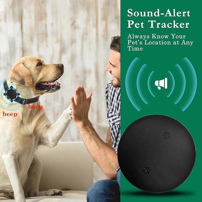 Dog Tracker, Pet Location Tracker with Collar Holder for Dogs Smart Finder, No Monthly Fee, Works with iOS Find My, Precise Non-GPS Tracker (Black and White)