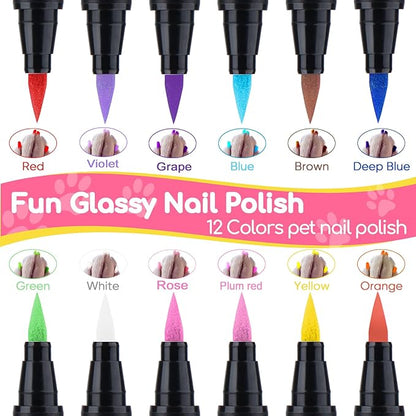 Dog Nail Polishï¼ Dog Nail Polish Pens Quick Dry-12 Colors, Pet Nail Polish Set for Dogsï¼ DIY Dogs Puppy Nails, Dog Safe Nail Polish Non Toxic, Odorless, Easy to Applyt