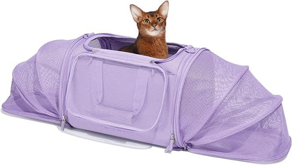 VETRESKA Expandable Cat Carrier,Dog Carrier for Small Medium Puppies,Soft-Sided Pet Carrier Airline Approved,Collapsible Travel Cats/Puppy Carrier with Locking Safety Zippers and Anti-Scratch Mesh