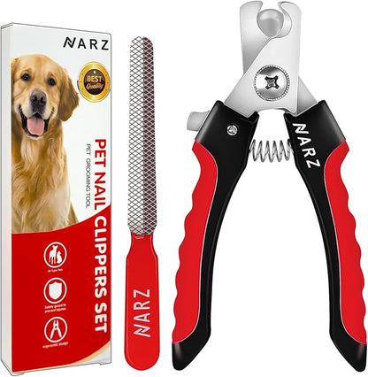 NARZ Dog Nail Clippers Professional Dog Nail Trimmers & Pets Nail Trimmers Cat Nail Clipper with Pet Nail File Cat Nail Trimmers with Safety Lock to Prevent Over Cutting