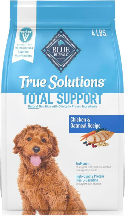 Blue Buffalo True Solutions Total Support Natural Dry Dog Food for Adult Dogs, Chicken, 4-lb. Bag
