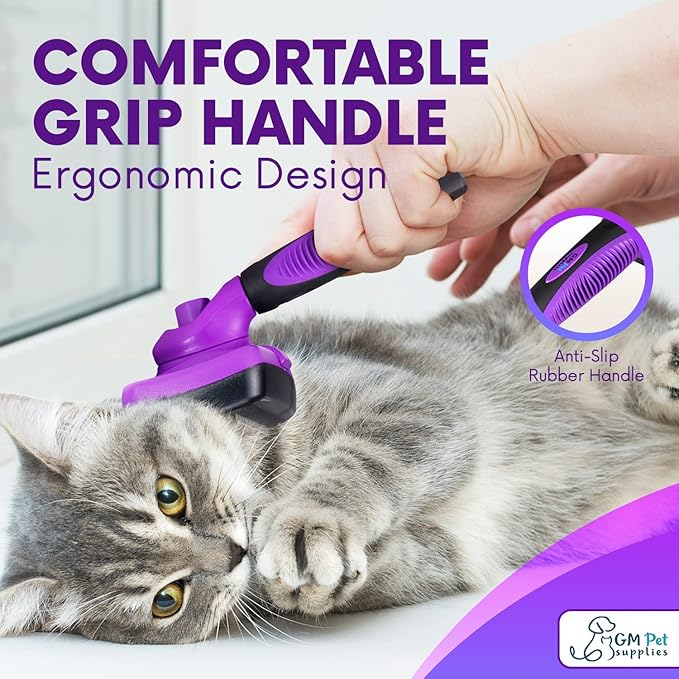 GM Pets Self Cleaning Grooming Brush | This is The Best Dog and Cat Brush for Shedding and Grooming | Our Pet Brushes Are Suitable for All Hair Lengths (Sensitive Skin Small)