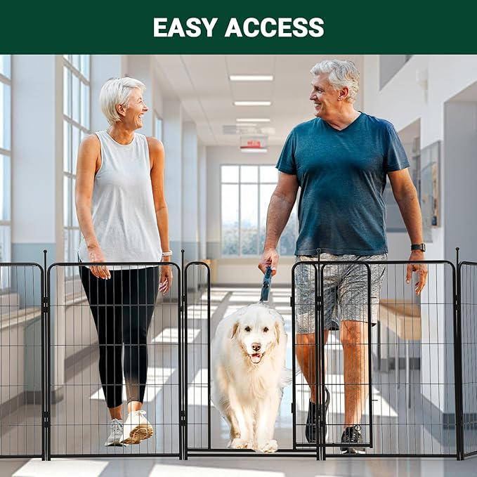 Dog Playpen,40 Inch(H) 18 Ft(L) 8 Panels Dog Fence Indoor/Outdoor,Heavy Duty Metal Pet Puppy Exercise Pen, Wide Door Low Threshold,Portable Pet Playpen for Rv Camping Garden Yard